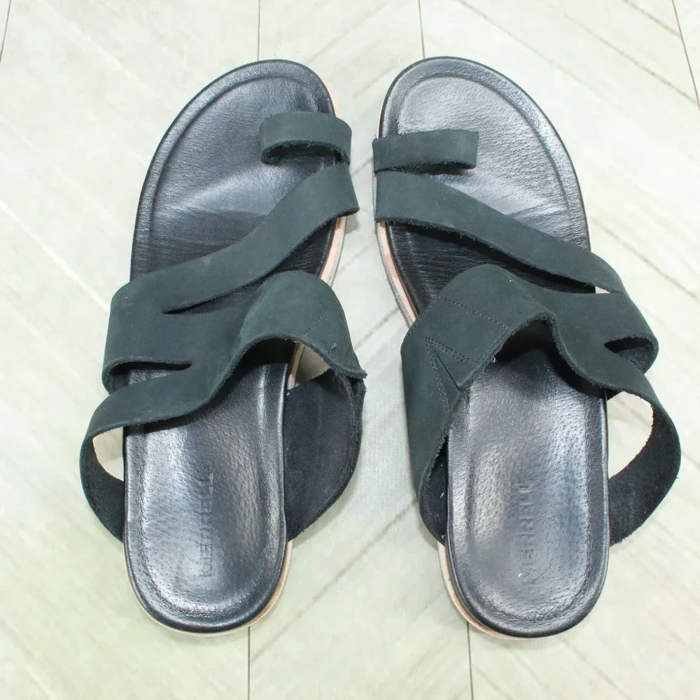 Merrell Juno Wrap Black Leather Comfort Casual Slide Sandals Size 9 - Picture 7 of 9